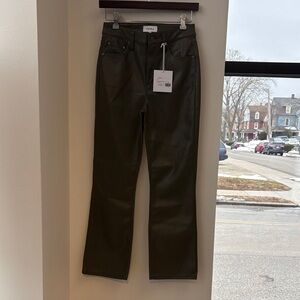 Pistola - Lennon faux leather boot cut crop pants - Sage